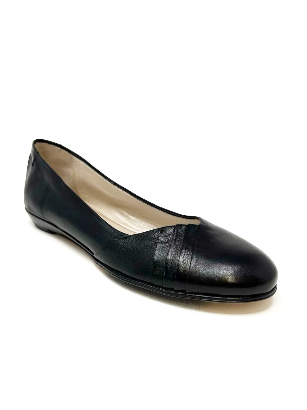 Taryn Rose Black Leather Slip-on Flats Size 36/5.5-6 Made in Italy Low Wedge EUC